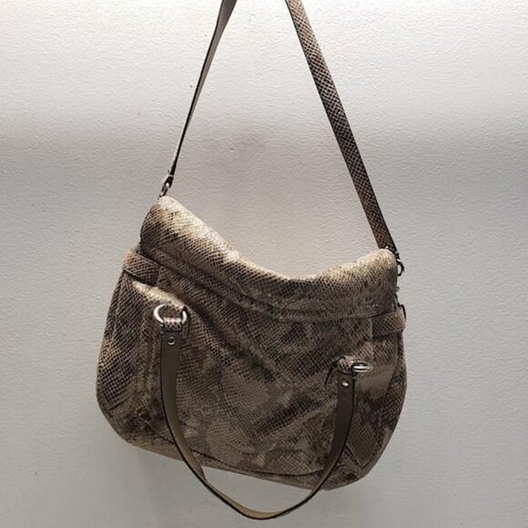 Coach Campbell Exotic Snakeskin Embossed Leather Small Flap Satchel Bag - Picture 4 of 8